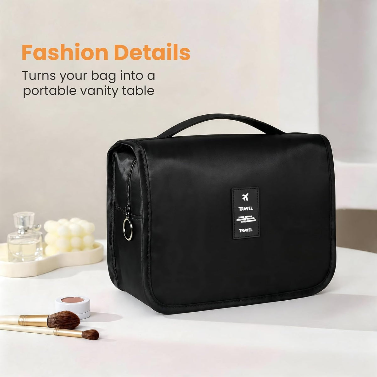 Portable Hanging Toiletry Bag for Travel, Small Multifunctional Makeup Cosmetic Bag for Women, Waterproof Travel Toiletries Organizer, Shower Bathroom Pouch with Hook for Gym, Business Trips