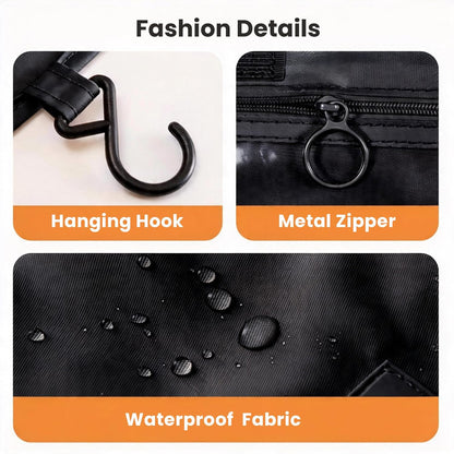 Portable Hanging Toiletry Bag for Travel, Small Multifunctional Makeup Cosmetic Bag for Women, Waterproof Travel Toiletries Organizer, Shower Bathroom Pouch with Hook for Gym, Business Trips