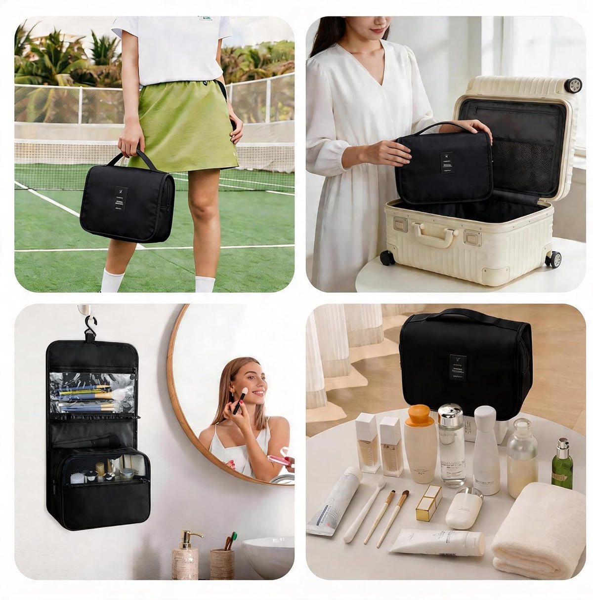Portable Hanging Toiletry Bag for Travel, Small Multifunctional Makeup Cosmetic Bag for Women, Waterproof Travel Toiletries Organizer, Shower Bathroom Pouch with Hook for Gym, Business Trips