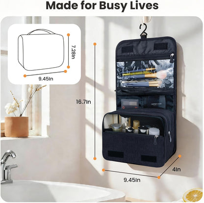 Portable Hanging Toiletry Bag for Travel, Small Multifunctional Makeup Cosmetic Bag for Women, Waterproof Travel Toiletries Organizer, Shower Bathroom Pouch with Hook for Gym, Business Trips