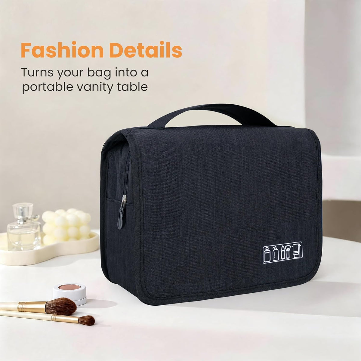 Portable Hanging Toiletry Bag for Travel, Small Multifunctional Makeup Cosmetic Bag for Women, Waterproof Travel Toiletries Organizer, Shower Bathroom Pouch with Hook for Gym, Business Trips