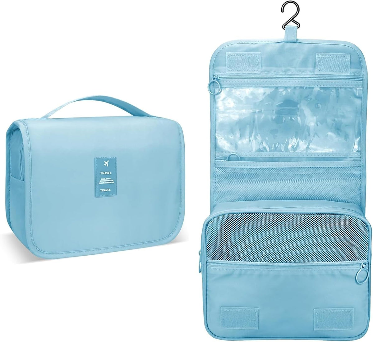 Portable Hanging Toiletry Bag for Travel, Small Multifunctional Makeup Cosmetic Bag for Women, Waterproof Travel Toiletries Organizer, Shower Bathroom Pouch with Hook for Gym, Business Trips