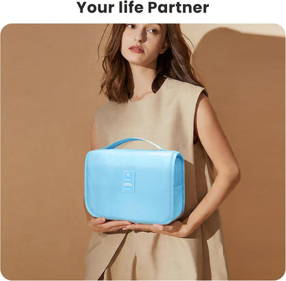 Portable Hanging Toiletry Bag for Travel, Small Multifunctional Makeup Cosmetic Bag for Women, Waterproof Travel Toiletries Organizer, Shower Bathroom Pouch with Hook for Gym, Business Trips