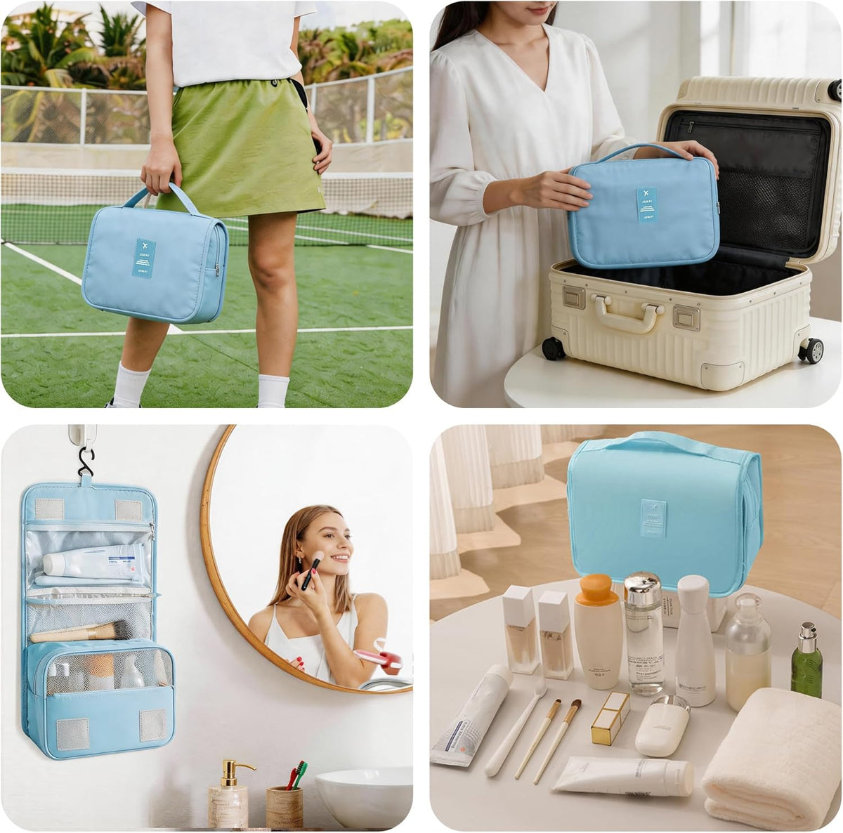 Portable Hanging Toiletry Bag for Travel, Small Multifunctional Makeup Cosmetic Bag for Women, Waterproof Travel Toiletries Organizer, Shower Bathroom Pouch with Hook for Gym, Business Trips