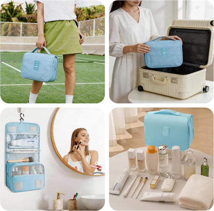 Portable Hanging Toiletry Bag for Travel, Small Multifunctional Makeup Cosmetic Bag for Women, Waterproof Travel Toiletries Organizer, Shower Bathroom Pouch with Hook for Gym, Business Trips