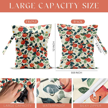 4 Pack Cute Fruit Wet Bag Waterproof Washable Reusable Wet Dry Bag for Swimsuit Dirty Clothes Cloth Diaper Travel Beach Pool Yoga Gym Toiletries Travel Beach Essentials Banana Strawberry Orange