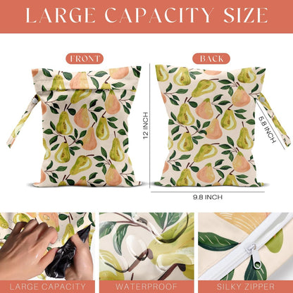 4 Pack Cute Fruit Wet Bag Waterproof Washable Reusable Wet Dry Bag for Swimsuit Dirty Clothes Cloth Diaper Travel Beach Pool Yoga Gym Toiletries Travel Beach Essentials Banana Strawberry Orange