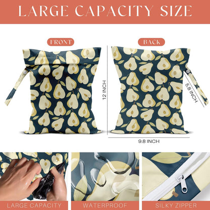 4 Pack Cute Fruit Wet Bag Waterproof Washable Reusable Wet Dry Bag for Swimsuit Dirty Clothes Cloth Diaper Travel Beach Pool Yoga Gym Toiletries Travel Beach Essentials Banana Strawberry Orange