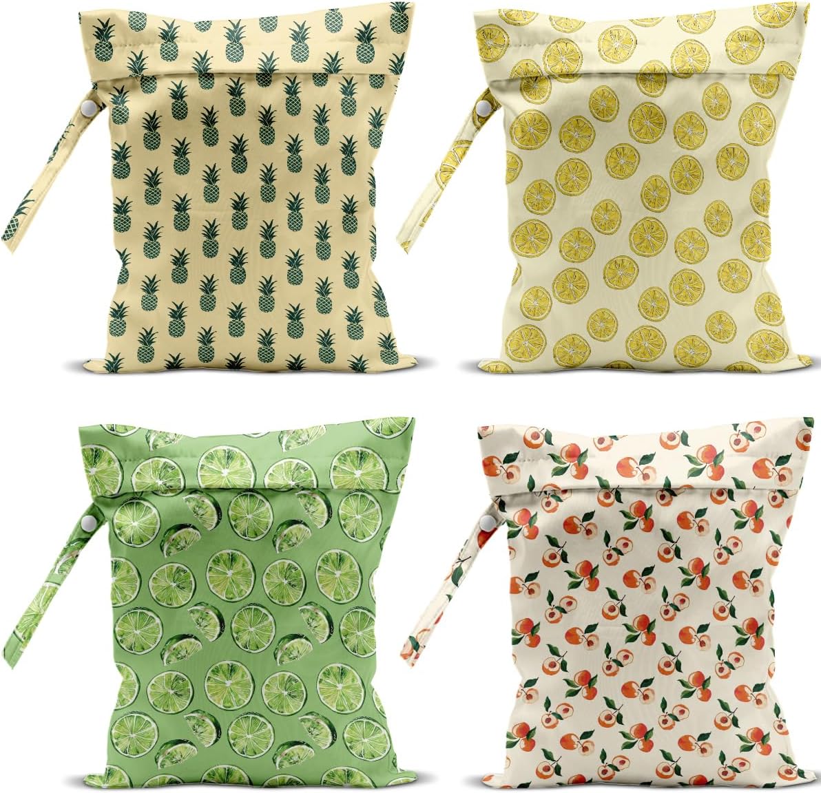 4 Pack Cute Fruit Wet Bag Waterproof Washable Reusable Wet Dry Bag for Swimsuit Dirty Clothes Cloth Diaper Travel Beach Pool Yoga Gym Toiletries Travel Beach Essentials Banana Strawberry Orange