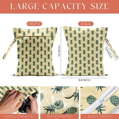 4 Pack Cute Fruit Wet Bag Waterproof Washable Reusable Wet Dry Bag for Swimsuit Dirty Clothes Cloth Diaper Travel Beach Pool Yoga Gym Toiletries Travel Beach Essentials Banana Strawberry Orange