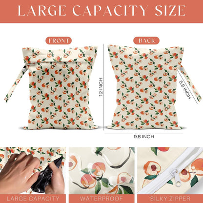 4 Pack Cute Fruit Wet Bag Waterproof Washable Reusable Wet Dry Bag for Swimsuit Dirty Clothes Cloth Diaper Travel Beach Pool Yoga Gym Toiletries Travel Beach Essentials Banana Strawberry Orange