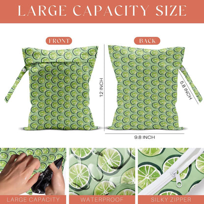 4 Pack Cute Fruit Wet Bag Waterproof Washable Reusable Wet Dry Bag for Swimsuit Dirty Clothes Cloth Diaper Travel Beach Pool Yoga Gym Toiletries Travel Beach Essentials Banana Strawberry Orange