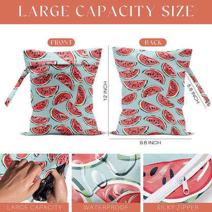 4 Pack Cute Fruit Wet Bag Waterproof Washable Reusable Wet Dry Bag for Swimsuit Dirty Clothes Cloth Diaper Travel Beach Pool Yoga Gym Toiletries Travel Beach Essentials Banana Strawberry Orange