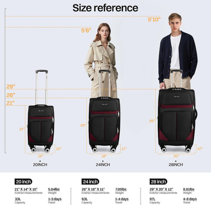 20" Luggage, Softside Suitcase with LOCK,Expandable Luggage w/Double Spinner Wheels, Lightweight Rolling Suitcases for Travel Carry On Luggage（Green-Grey,20in）
