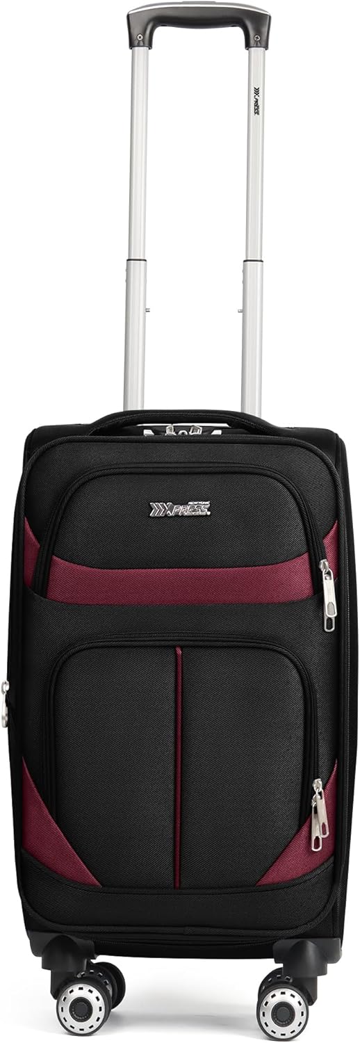 20" Luggage, Softside Suitcase with LOCK,Expandable Luggage w/Double Spinner Wheels, Lightweight Rolling Suitcases for Travel Carry On Luggage（Green-Grey,20in）