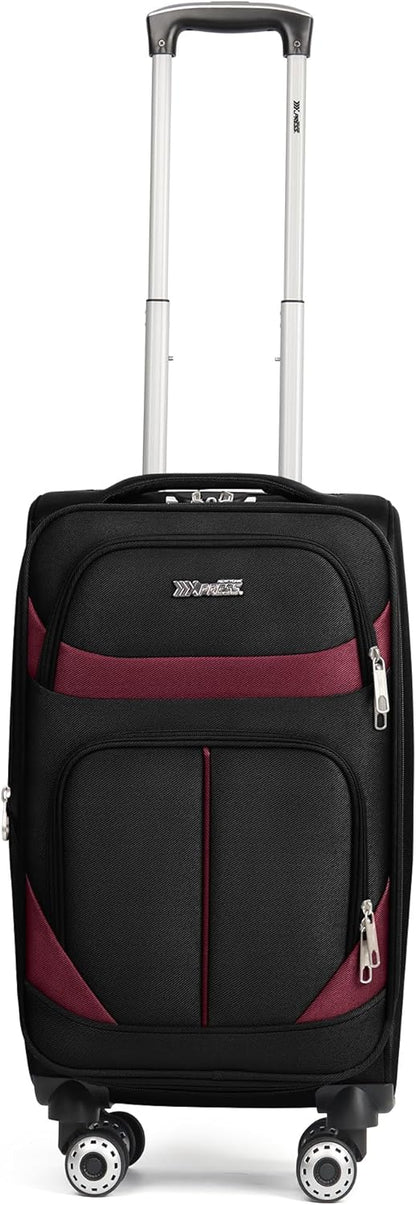20" Luggage, Softside Suitcase with LOCK,Expandable Luggage w/Double Spinner Wheels, Lightweight Rolling Suitcases for Travel Carry On Luggage（Green-Grey,20in）