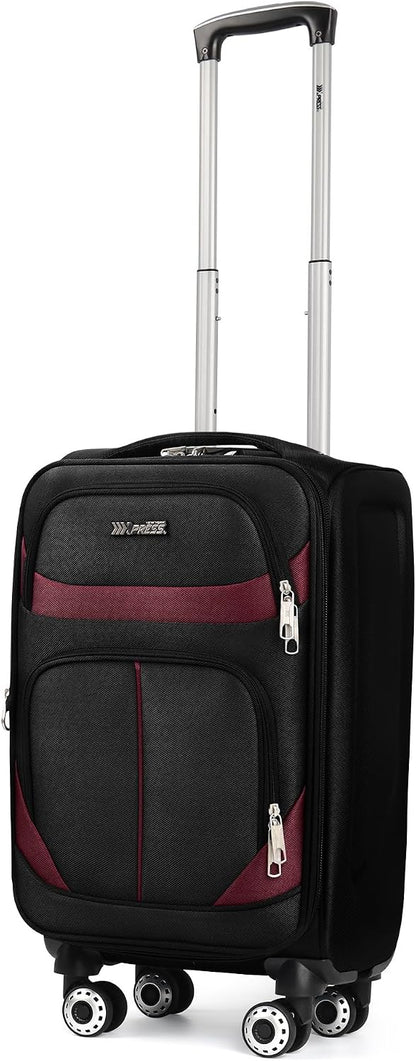 20" Luggage, Softside Suitcase with LOCK,Expandable Luggage w/Double Spinner Wheels, Lightweight Rolling Suitcases for Travel Carry On Luggage（Green-Grey,20in）