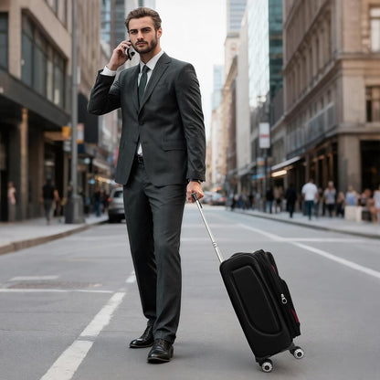 20" Luggage, Softside Suitcase with LOCK,Expandable Luggage w/Double Spinner Wheels, Lightweight Rolling Suitcases for Travel Carry On Luggage（Green-Grey,20in）