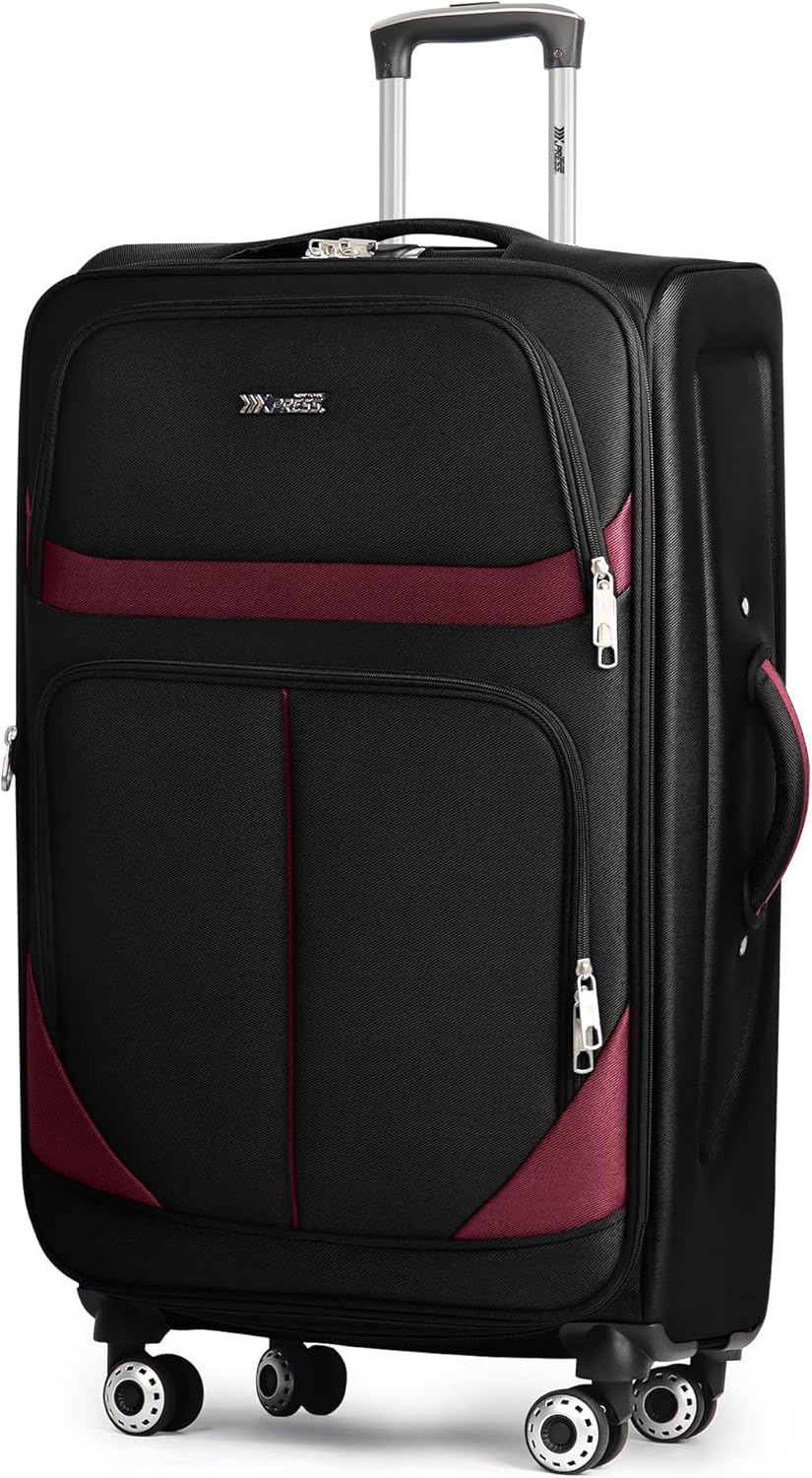 20" Luggage, Softside Suitcase with LOCK,Expandable Luggage w/Double Spinner Wheels, Lightweight Rolling Suitcases for Travel Carry On Luggage（Green-Grey,20in）