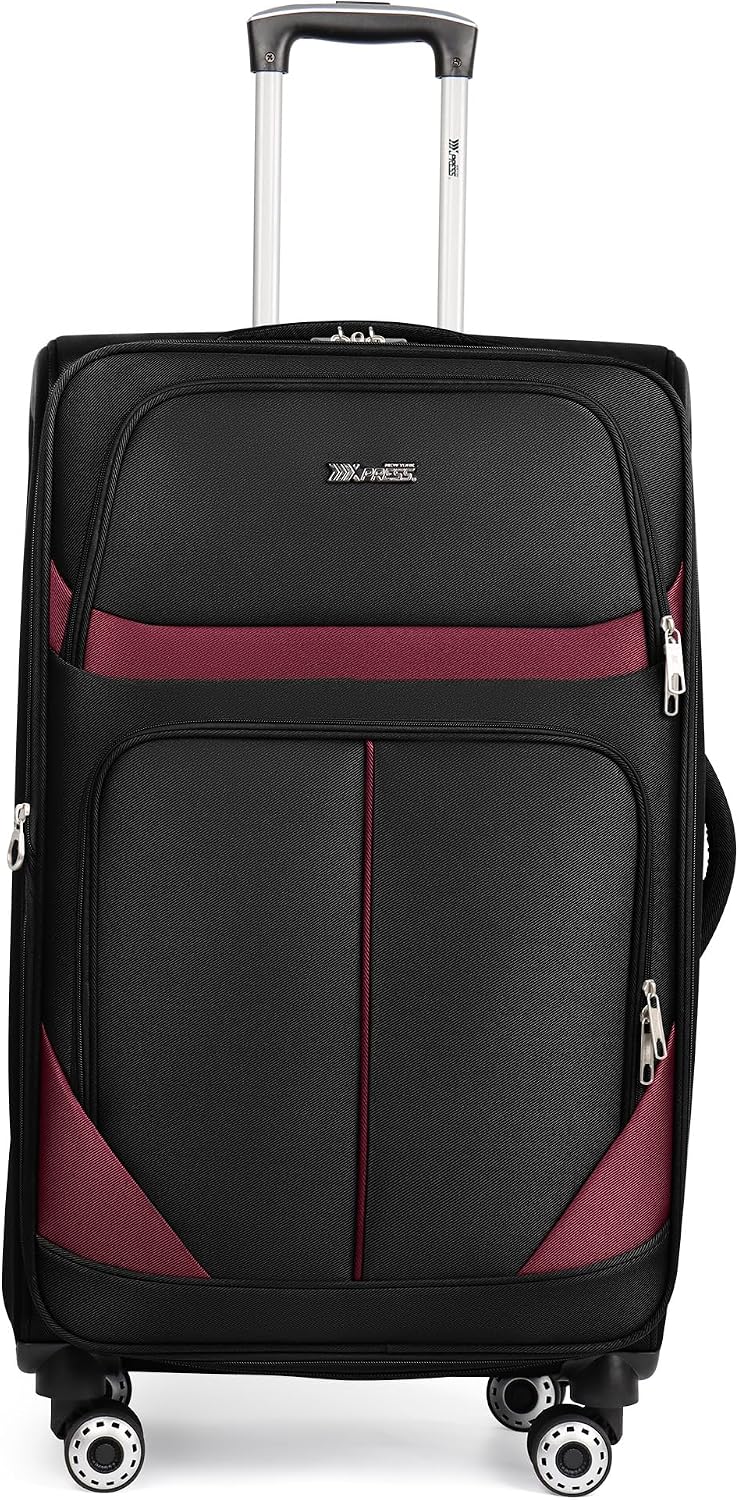 20" Luggage, Softside Suitcase with LOCK,Expandable Luggage w/Double Spinner Wheels, Lightweight Rolling Suitcases for Travel Carry On Luggage（Green-Grey,20in）