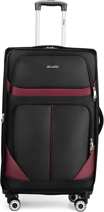 20" Luggage, Softside Suitcase with LOCK,Expandable Luggage w/Double Spinner Wheels, Lightweight Rolling Suitcases for Travel Carry On Luggage（Green-Grey,20in）