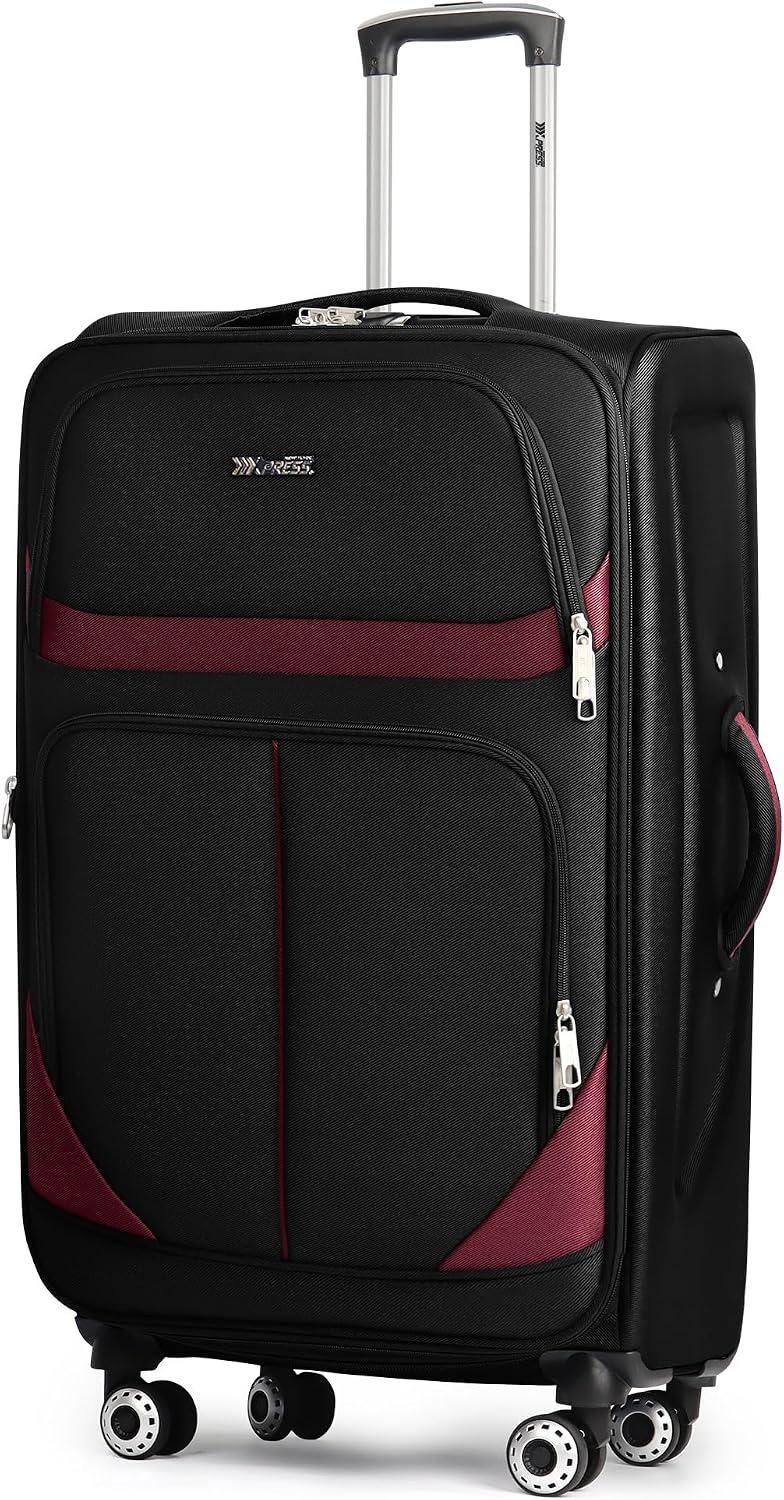 20" Luggage, Softside Suitcase with LOCK,Expandable Luggage w/Double Spinner Wheels, Lightweight Rolling Suitcases for Travel Carry On Luggage（Green-Grey,20in）