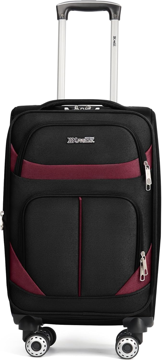 20" Luggage, Softside Suitcase with LOCK,Expandable Luggage w/Double Spinner Wheels, Lightweight Rolling Suitcases for Travel Carry On Luggage（Green-Grey,20in）