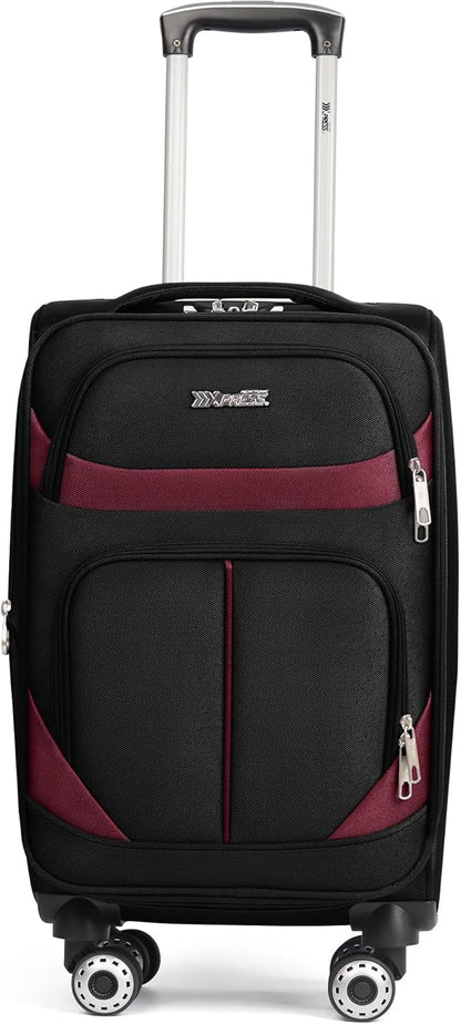 20" Luggage, Softside Suitcase with LOCK,Expandable Luggage w/Double Spinner Wheels, Lightweight Rolling Suitcases for Travel Carry On Luggage（Green-Grey,20in）
