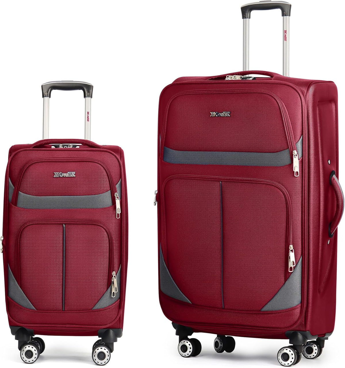 20" Luggage, Softside Suitcase with LOCK,Expandable Luggage w/Double Spinner Wheels, Lightweight Rolling Suitcases for Travel Carry On Luggage（Green-Grey,20in）