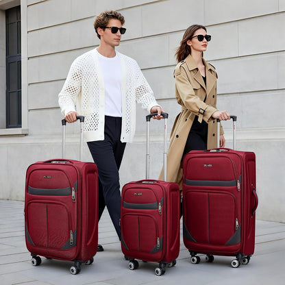 20" Luggage, Softside Suitcase with LOCK,Expandable Luggage w/Double Spinner Wheels, Lightweight Rolling Suitcases for Travel Carry On Luggage（Green-Grey,20in）