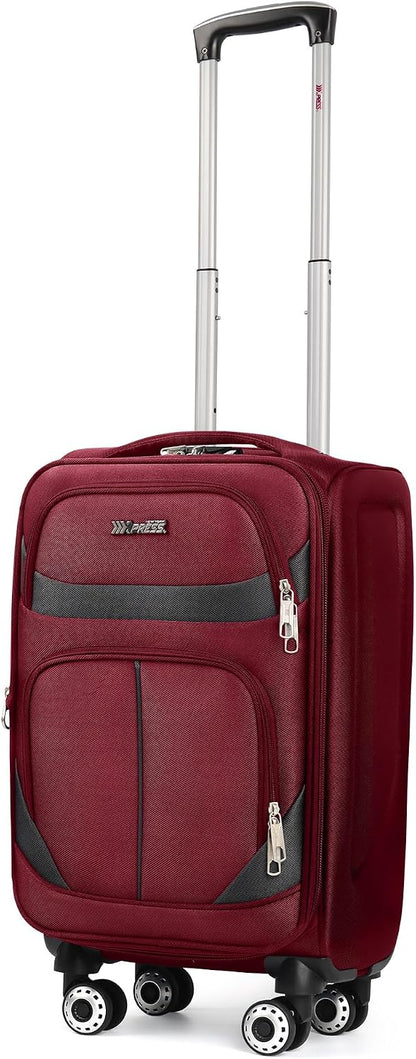 20" Luggage, Softside Suitcase with LOCK,Expandable Luggage w/Double Spinner Wheels, Lightweight Rolling Suitcases for Travel Carry On Luggage（Green-Grey,20in）