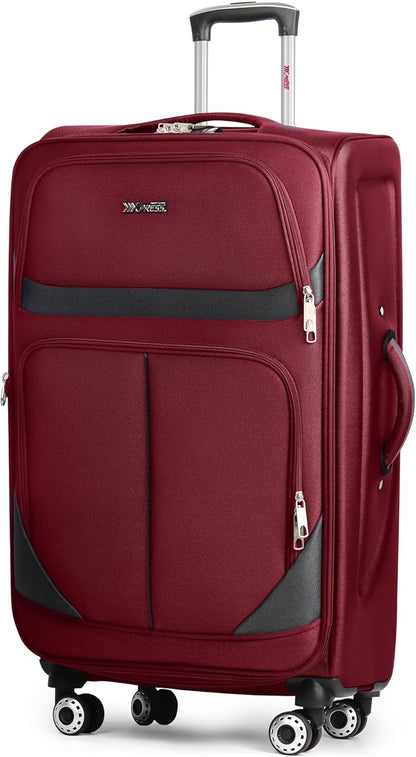 20" Luggage, Softside Suitcase with LOCK,Expandable Luggage w/Double Spinner Wheels, Lightweight Rolling Suitcases for Travel Carry On Luggage（Green-Grey,20in）