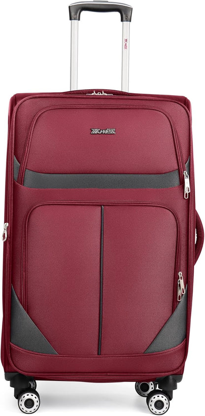 20" Luggage, Softside Suitcase with LOCK,Expandable Luggage w/Double Spinner Wheels, Lightweight Rolling Suitcases for Travel Carry On Luggage（Green-Grey,20in）