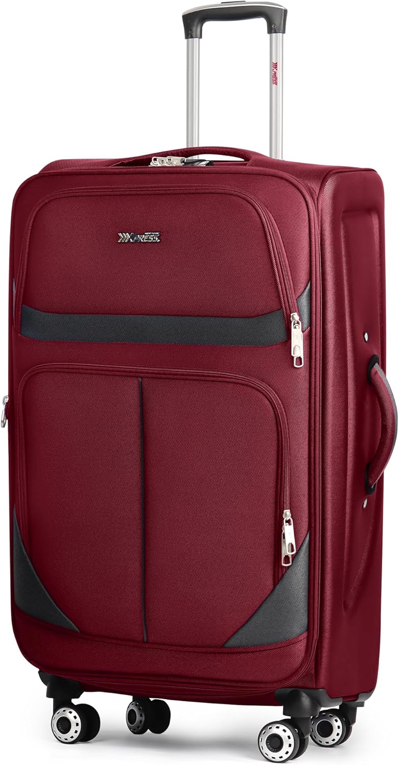 20" Luggage, Softside Suitcase with LOCK,Expandable Luggage w/Double Spinner Wheels, Lightweight Rolling Suitcases for Travel Carry On Luggage（Green-Grey,20in）