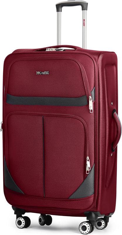 20" Luggage, Softside Suitcase with LOCK,Expandable Luggage w/Double Spinner Wheels, Lightweight Rolling Suitcases for Travel Carry On Luggage（Green-Grey,20in）