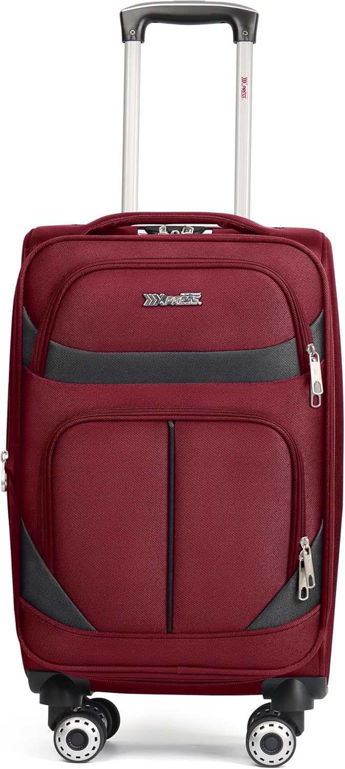 20" Luggage, Softside Suitcase with LOCK,Expandable Luggage w/Double Spinner Wheels, Lightweight Rolling Suitcases for Travel Carry On Luggage（Green-Grey,20in）