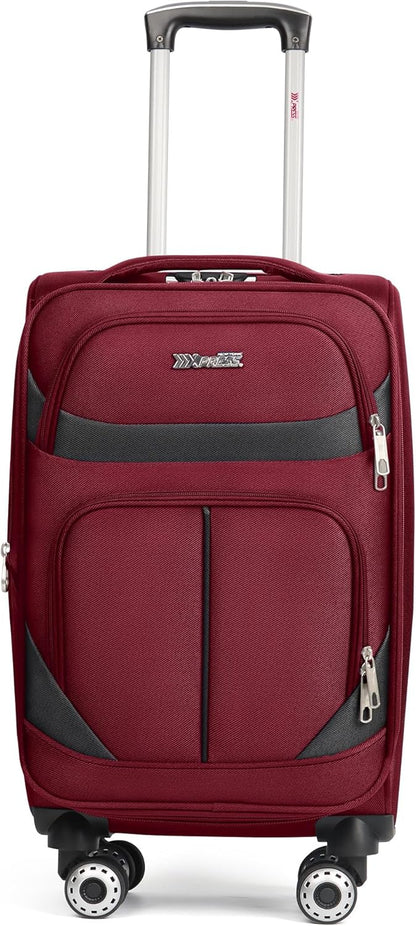20" Luggage, Softside Suitcase with LOCK,Expandable Luggage w/Double Spinner Wheels, Lightweight Rolling Suitcases for Travel Carry On Luggage（Green-Grey,20in）