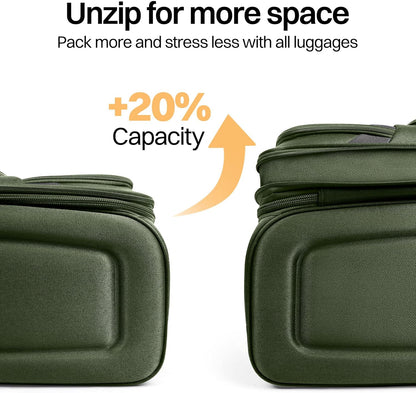 20" Luggage, Softside Suitcase with LOCK,Expandable Luggage w/Double Spinner Wheels, Lightweight Rolling Suitcases for Travel Carry On Luggage（Green-Grey,20in）