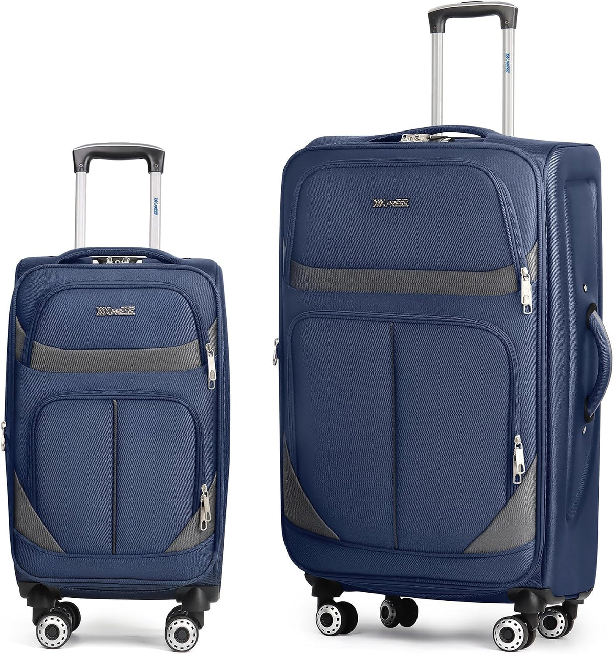 20" Luggage, Softside Suitcase with LOCK,Expandable Luggage w/Double Spinner Wheels, Lightweight Rolling Suitcases for Travel Carry On Luggage（Green-Grey,20in）