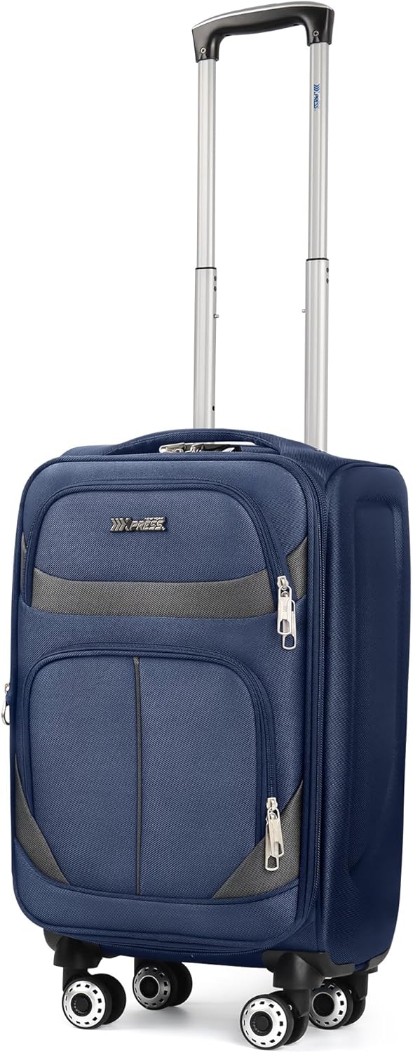 20" Luggage, Softside Suitcase with LOCK,Expandable Luggage w/Double Spinner Wheels, Lightweight Rolling Suitcases for Travel Carry On Luggage（Green-Grey,20in）