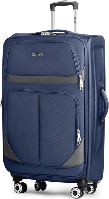 20" Luggage, Softside Suitcase with LOCK,Expandable Luggage w/Double Spinner Wheels, Lightweight Rolling Suitcases for Travel Carry On Luggage（Green-Grey,20in）