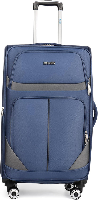 20" Luggage, Softside Suitcase with LOCK,Expandable Luggage w/Double Spinner Wheels, Lightweight Rolling Suitcases for Travel Carry On Luggage（Green-Grey,20in）
