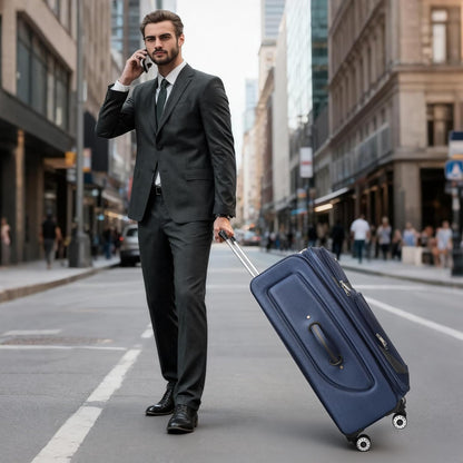 20" Luggage, Softside Suitcase with LOCK,Expandable Luggage w/Double Spinner Wheels, Lightweight Rolling Suitcases for Travel Carry On Luggage（Green-Grey,20in）