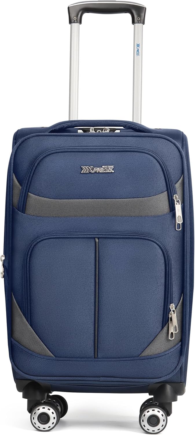 20" Luggage, Softside Suitcase with LOCK,Expandable Luggage w/Double Spinner Wheels, Lightweight Rolling Suitcases for Travel Carry On Luggage（Green-Grey,20in）