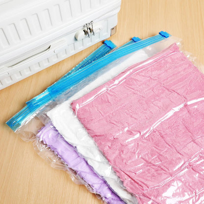 12 Pcs Vacuum Travel Compression Bags, Roll up Space Saver Storage Bags for Clothes, Sturdy Portable Packing Organizer for Travel and Home Use (40x60cm 50x70cm)
