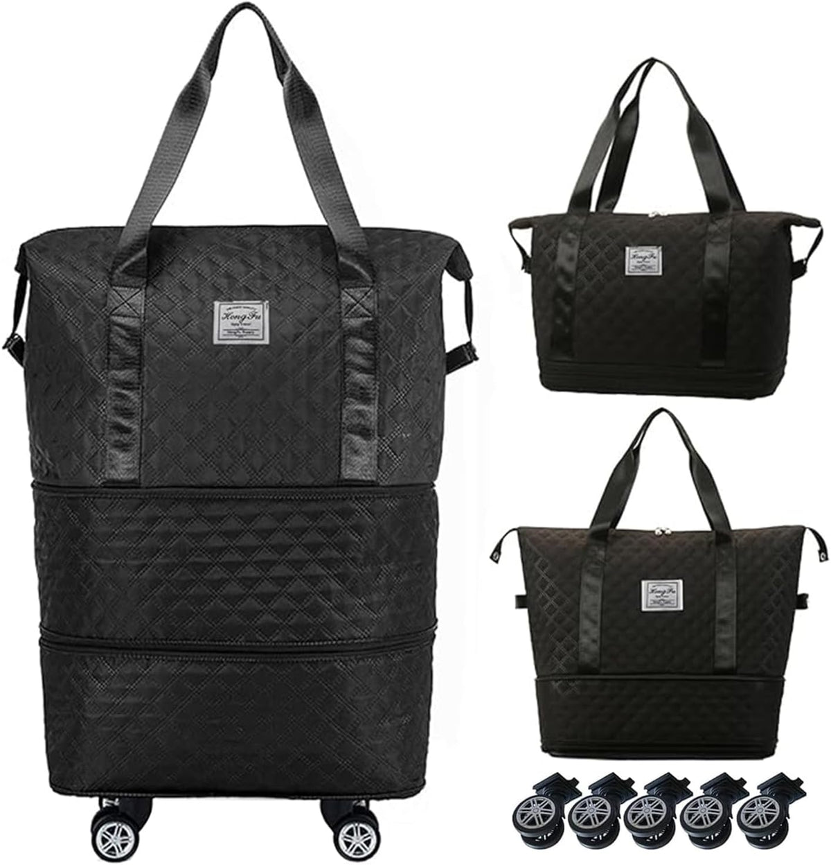 Rolling Duffle Bag with Wheels,Expandable Foldable Duffle Bag,Detachable Rolling Wheels,Rolling Luggage Bag Carry on Duffel Bag,Wheeled Travel Duffle Bag,Gift for Wife and Parents