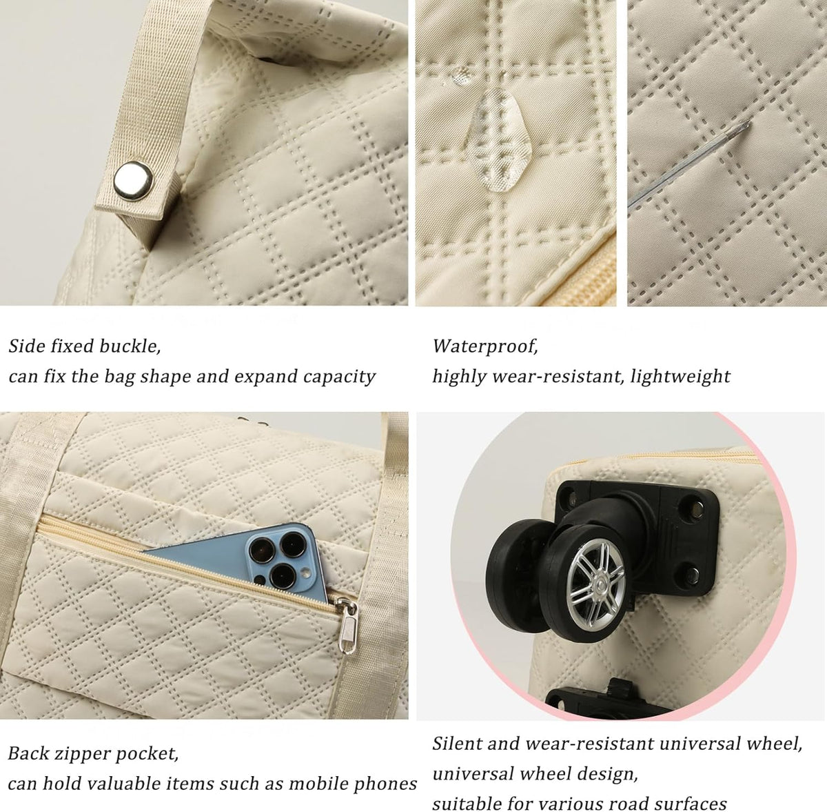 Rolling Duffle Bag with Wheels,Expandable Foldable Duffle Bag,Detachable Rolling Wheels,Rolling Luggage Bag Carry on Duffel Bag,Wheeled Travel Duffle Bag,Gift for Wife and Parents