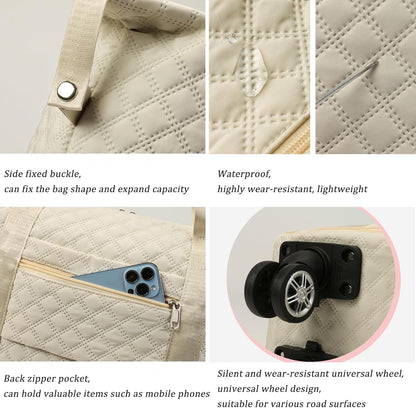 Rolling Duffle Bag with Wheels,Expandable Foldable Duffle Bag,Detachable Rolling Wheels,Rolling Luggage Bag Carry on Duffel Bag,Wheeled Travel Duffle Bag,Gift for Wife and Parents