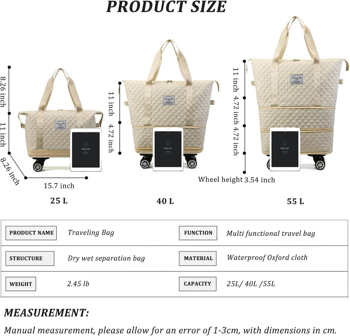 Rolling Duffle Bag with Wheels,Expandable Foldable Duffle Bag,Detachable Rolling Wheels,Rolling Luggage Bag Carry on Duffel Bag,Wheeled Travel Duffle Bag,Gift for Wife and Parents