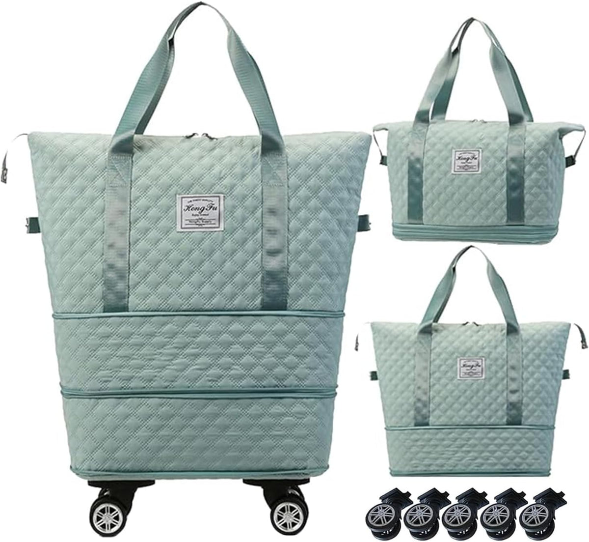 Rolling Duffle Bag with Wheels,Expandable Foldable Duffle Bag,Detachable Rolling Wheels,Rolling Luggage Bag Carry on Duffel Bag,Wheeled Travel Duffle Bag,Gift for Wife and Parents